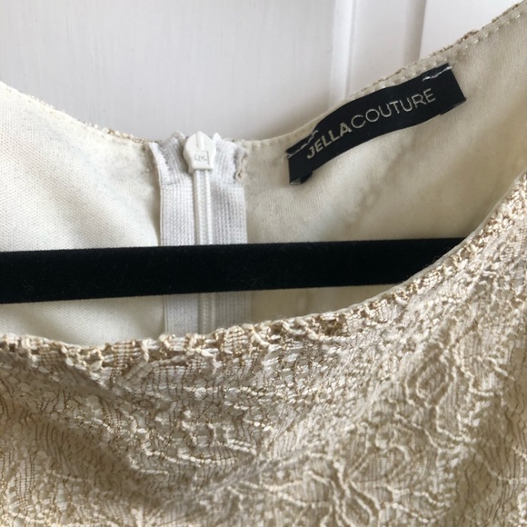 Cream Lace Knee Length Dress with Lace Edging - Picture 3 of 4